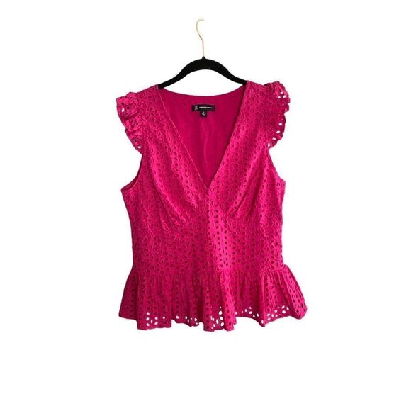 I NC international concepts, cotton eyelet, choo-choo peplum top size 4 - Picture 3 of 5